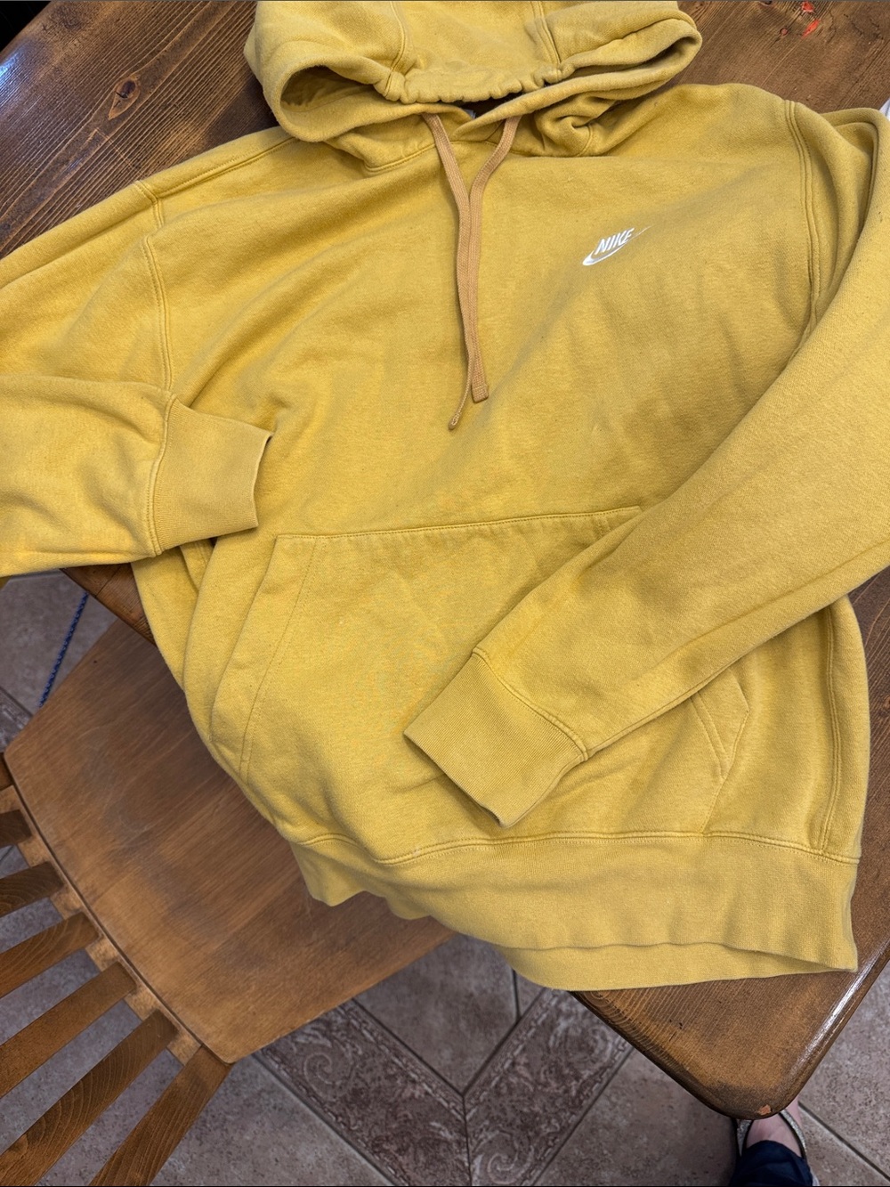 Nike Yellow-Gold Pullover Hoodie with White Swoosh